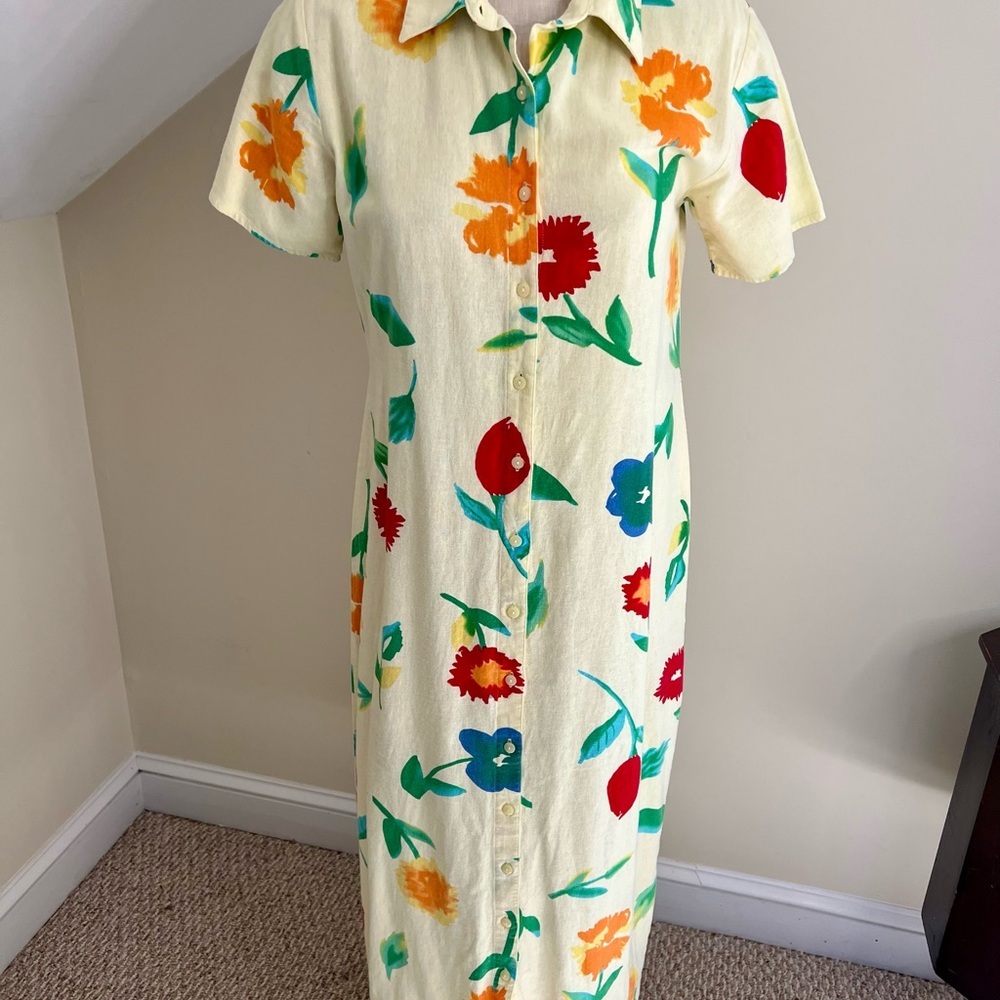 Mountain Lake Floral Button-Down Maxi Shirt Dress